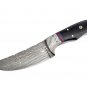 PRIH4 Full Tang Damascus Steel Boade Knife + Leather Sheath