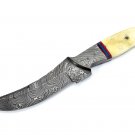 PRIH1 Full Tang Damascus Steel Boade Knife + Leather Sheath