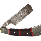 199 RD Straight Razor Knife of Damascus Steel Blade with Walnut Wood on Handle+Sheath