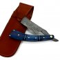 200 RD Straight Razor Knife of Damascus Steel Blade with Colored Camel Bone on Handle+Sheath