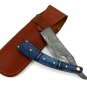 200 RD Straight Razor Knife of Damascus Steel Blade with Colored Camel Bone on Handle+Sheath