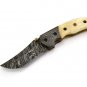 FO 157 HandMade Damascus Steel Folding Knife + Camel Bone on Handle+Leather Sheath 166 FOB