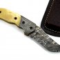 FO 157 HandMade Damascus Steel Folding Knife + Camel Bone on Handle+Leather Sheath 166 FOB