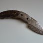 188 FO Damascus Folding Blade with RAM Horn & Damascus Bolsters and Leather Sheath