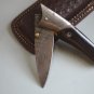 191 FO Damascus Folding Blade with Damascus Bolsters & Bull Horn and Leather Sheath