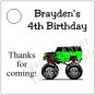 Personalized MONSTER TRUCK JAM Birthday Favor Bag TAGS Unique Party Supplies