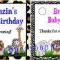 Personalized JUNGLE SAFARI Baby Shower 1st Birthday Favors TAGS Party Supplies