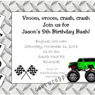 Personalized MONSTER TRUCK JAM Birthday Party Invitations