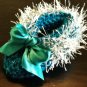 Silver Trimmed Handmade Delicate Teal Baby Booties
