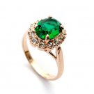 Green Crystal 18K Champagne Gold Plated Ring