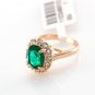 Green Crystal 18K Champagne Gold Plated Ring