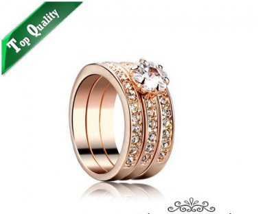 3 Round 18K Champagne Gold Plated Ring