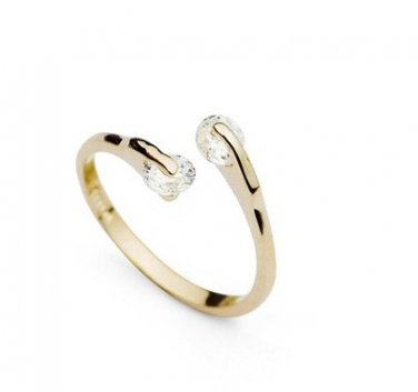 Twin Zircon 18K Gold Plated Wedding Ring
