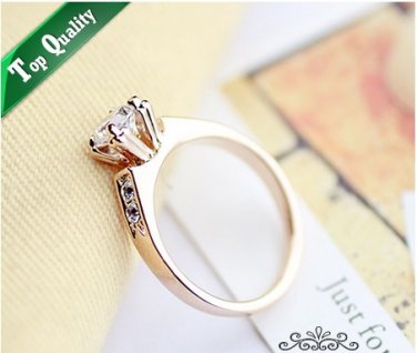 Crystal Ring 18K Champagne Gold Plated Wedding Ring