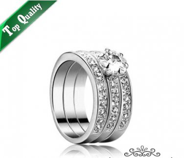 3 Round 18K Platinum Plated Ring