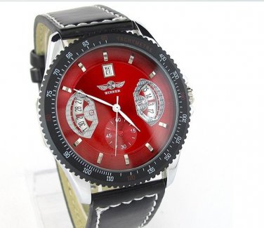 Automatic mechanical Watches Red Face PU strap SLZ03