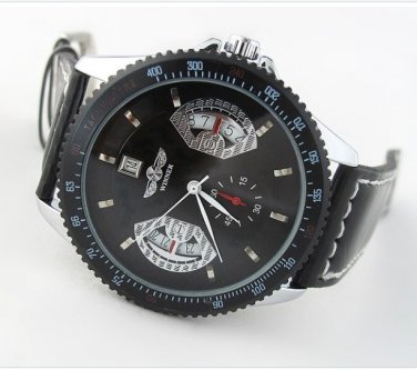 Automatic mechanical Watches Black Face PU strap SLZ03