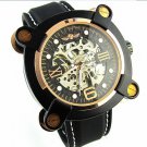 Mechanical Watch Gold Screws Black Silicone strap SLZ01