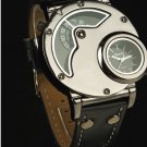 GMT Watch for Men Navigator shape Quartz watches Leather Strap OU02