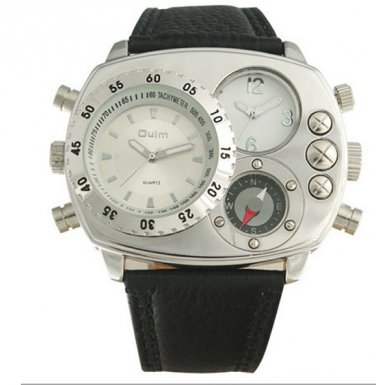 Deluxe Thermometer Quartz Oulm Watch GMT time watches for men OU11