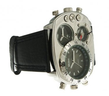 Deluxe Thermometer Quartz Oulm Watch GMT time watches for men OU11