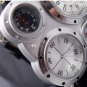1pcs Men  Watch Four Sliver Dial Black PU strap six-pin Quartz watches OU03