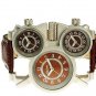 Men Watch Deluxe Quartz GMT time watches Leather Strap OU10