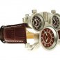 Men Watch Deluxe Quartz GMT time watches Leather Strap OU10