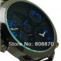 1pcs Large dial men Oulm Quartz watch black leather Strap OU26