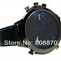 1pcs Large dial men Oulm Quartz watch black leather Strap OU26