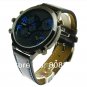 1pcs Large dial men Oulm Quartz watch black leather Strap OU26