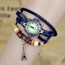 1pcs Ladies' Eiffel Tower Pendant Leather Strap Quartz bracelet watch SSL24