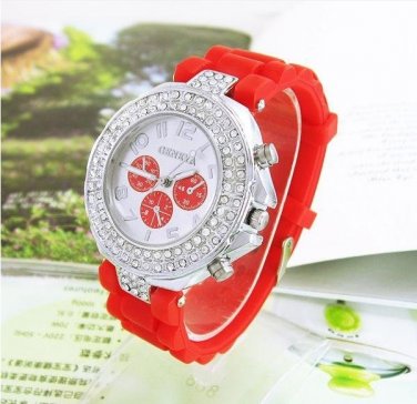 Geneva Watch Silicone Strap Quartz Watches LJX14