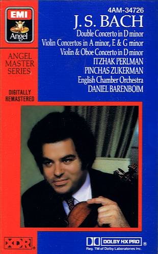BACH: VIOLIN CONCERTOS - Perlman / Zukerman / Barenboim (1985) - Cassette Tape
