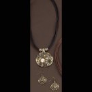 Bronze Split Circle Necklace 18" and Earrings 1.5" Set BJ1226