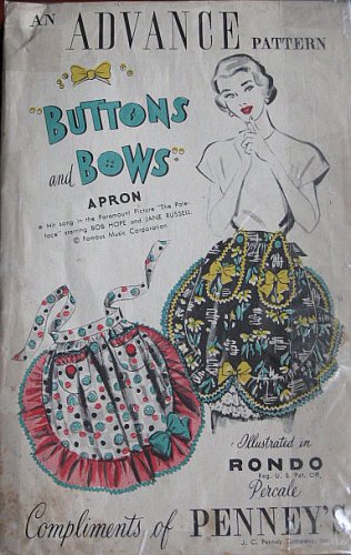 1940's Vintage Advance Apron Sewing Pattern~"Buttons & Bows"