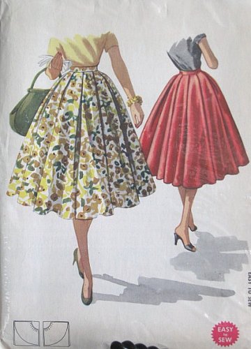 M3511 1955 Vintage Misses' Soft Box Pleated Circle Skirt Sewing Pattern