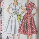 S3878 1952 Vintage Misses One-Piece Dress Sewing Pattern