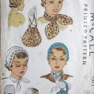 1950s M1571 Vintage Misses Cap & Scarf Sewing Pattern