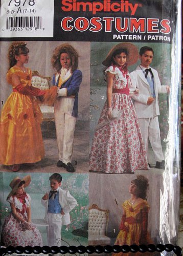 1992 S7978 Childs Old South/Fairy Tale Halloween Costume Sewing Pattern