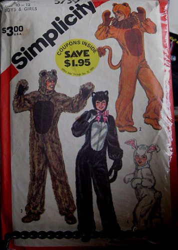 1982 S5739 Childs Animals Halloween Costume Sewing pattern