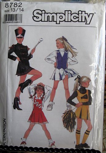 1988 S8782 Junior Teens Cheerleader/Majorette Halloween Costume Sewing pattern