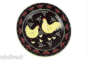 Hand Painted 14 in. Round Rooster Design Platter by Valerie - New