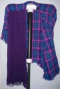 Boyne Valley Weavers Wool Shawl with Scarf - Plaid Blues - New
