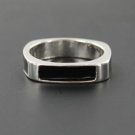 Unisex Silver and Black Square Ring - Size UK T (USA 10)