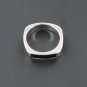 Unisex Silver and Black Square Ring - Size UK P (USA 8)