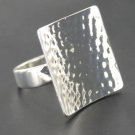 Ladies Silver Coloured Square Ring - Size UK P (USA 8)