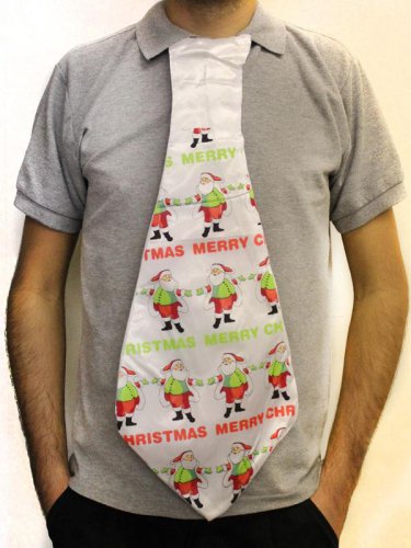 Novelty Jumbo Christmas Tie - Santa Claus Merry Christmas