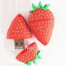 4gb rubber 3D red strawberry USB 2.0 flash memory pen drive