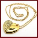 16gb metal gold heart crystal necklace USB 2.0 flash memory pen drive